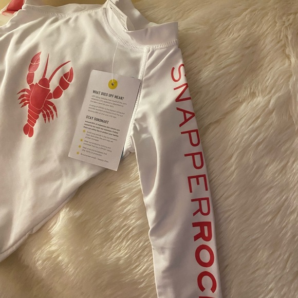🌼Snapper Rock Lobster Rashguard Top Size 6-9 Months White & Red - Picture 4 of 5